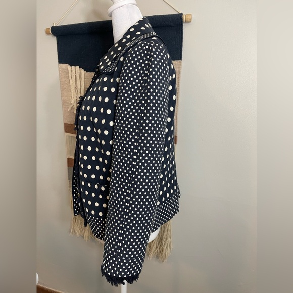 Tory Burch Polka Dots Tweed Textured Cotton Blend Light jacket/blazer sz 8 - Picture 3 of 11
